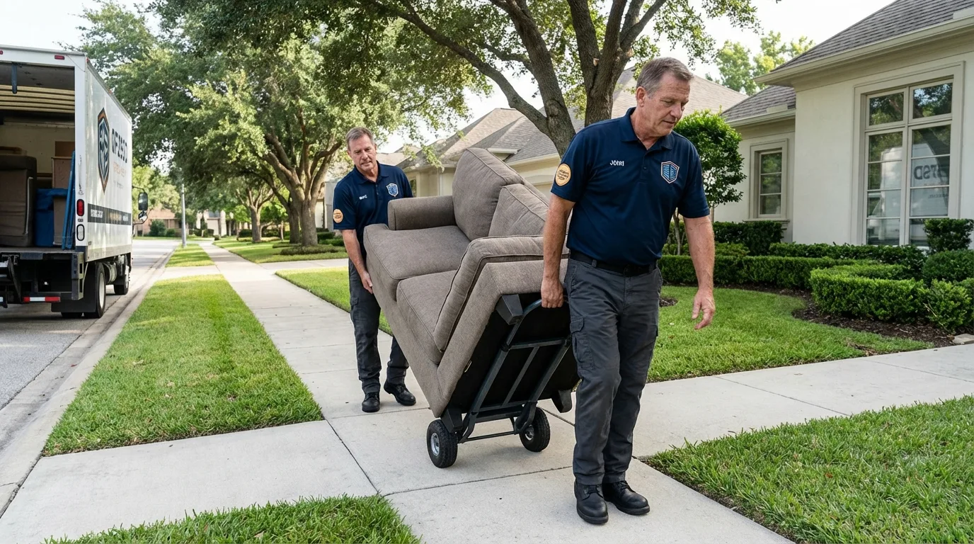 Local residential moving crew loading furniture in Powder Springs, GA